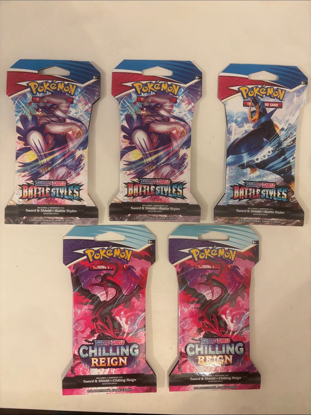 Pokemon Trading Card Booster Packs Sword & Shield Battle Styles & Chilling Reign